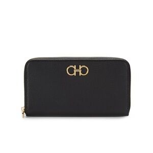 Salvatore Ferragamo Black Wallet with Gold Accent